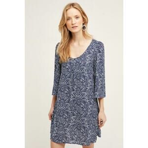 NEW Anthropologie Paper Crown Minzah Swing Dress $158 Size Small Blue